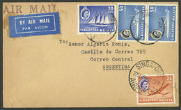 SINGAPORE: Airmail Cover Sent To Argentina On 22/SE/1959 With Nice Franking! - Singapour (1959-...)