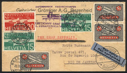 SWITZERLAND: Cover Flown By ZEPPELIN, Sent From Bazenheid To Rio De Janeiro On 28/SE/1933, Transit Mark Of Friedrichshaf - Other & Unclassified