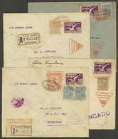 URUGUAY: 17 And 29/MAR + 11/AP/1926, Covers Flown On "Montevideo - Rocha" (3) And "Rocha - Montevideo" Airmail Service,  - Uruguay