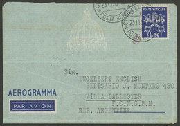 VATICAN: 80L. Aerogram Sent To Argentina On 23/NO/1953, VF - Otros & Sin Clasificación