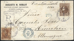 VENEZUELA: 28/MAY/1886 P.Cabello - Munchen (Germany): Registered Cover Franked By Sc.72 + 76, Via French Paquebot, VF Qu - Venezuela