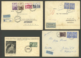 YUGOSLAVIA: 4 Airmail Covers Used Between 1935 And 1951, Interesting! - Other & Unclassified