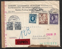 1942 SLOVENIEN - OKW ZENSUR - BRATISLAWA N. PARIS - CENZOR 75 - EXPRES - Slovénie