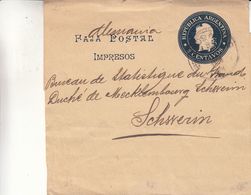 Argentine - Bande Pour Journaux De 1899 ? - Exp Vers Schwerin - Storia Postale