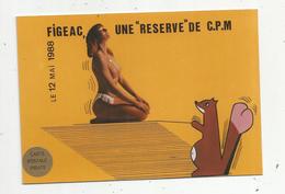 Cp, Bourses & Salons De Collections, FIGEAC,1988, Une Réserve De CPM ,carte Pirate , N° 24 / 50 Ex.,illustrateur Charles - Bourses & Salons De Collections