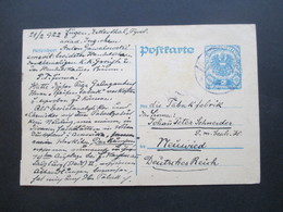Österreich 1922 Nach Neuwied Bestellung Von Pfeifentabek Mit Schutzmarke Joh. Peter Schneider ISP - Cartas