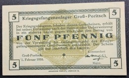 Billet 5 Pfennig LAGERGELD MONNAIE DE CAMP PRISONNIER DE GUERRE Kriegsgefangenenlager GROSS-PORITSCH Porajów POLOGNE - Otros & Sin Clasificación