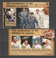 ST561 2015 SIERRA LEONE SPACE APOLLO 13 MISSION 1KB+1BL MNH - Other