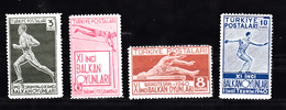 Turkije 1940 Mi Nr  1090 - 1093, Balkanspelen, Sport, Hardlopen, Hoogspringen, Hordelopen, Discuswerpen - Unused Stamps