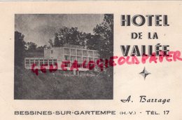 87 - BESSINES - RARE CARTE NOTE HOTEL DE LA VALLEE - A. BARRAGE - Bessines Sur Gartempe