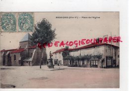 87 - BESSINES - PLACE DE L' EGLISE- CAFE TROMPILLON BELLE CARTE COLORISEE - Bessines Sur Gartempe