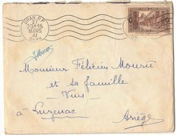 EN 1941 SUR ENVELOPPE TIMBREE + COURRIER : ORAN ALGERIE Vers LUZENAC ARIEGE MOURIE FELICIEN OBLITERATION ORAN RP - Storia Postale