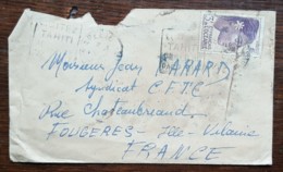 Océanie - YT N°193 Sur Lettre - Tahiti / Papeete - 1951 - Cartas & Documentos