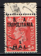 ITALIA - TRIPOLITANIA - 1951 - EFFIGIE DEL RE GIORGIO VI CON SOVRASTAMPA B.A. - COLORI SCURI - USATO - Tripolitania