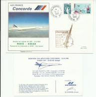 1982 Concorde Derniers Vols Paris - Dakar +retour  Avec Certificats, 2 Enveloppes - Concorde