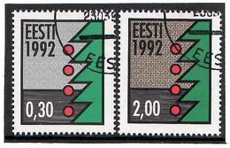 Estonia 1992 .  Christmas '92. Normal Paper. 2v: 0.30, 2.00.  Michel # 195-96x (oo) - Estland