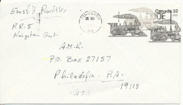 Canada Postal Stationery Cover Sent To USA Kingston 26-3-1984 TRAINS - 1953-.... Reinado De Elizabeth II