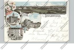 0-6570 ZEULENRODA, Lithographie 1898, Hotel Thüringer Hof, Neumarkt, Rathaus, Gesamtansicht - Zeulenroda