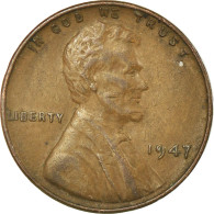 Monnaie, États-Unis, Lincoln Cent, Cent, 1947, U.S. Mint, Philadelphie, TTB - 1909-1958: Lincoln, Wheat Ears Reverse