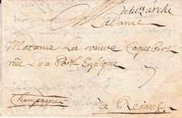 LAC De 1720 Marque Manuelle De Luzarche (Hérivaux) Vers Reims Champagne Seine Et Oise 5 De Port - 1701-1800: Vorläufer XVIII