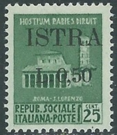 1945 OCCUPAZIONE JUGOSLAVA ISTRIA POLA 50 CENT SU 25 CENT MNH ** - RB37-7 - Occup. Iugoslava: Istria