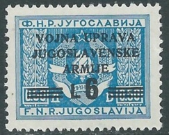 1946 OCCUPAZIONE JUGOSLAVA LITORALE SLOVENO 6 LIRE SU 0,50 MNH ** - RB41 - Occ. Yougoslave: Littoral Slovène