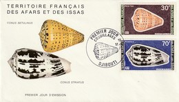 Lettre 1er Jour. FDC. Territoire Français Des Afars Et Des Issas. 1977. Coquillages. Conus Betilunus Et Striatus. - Conchas