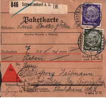! 1933 Nachnahme Paketkarte Deutsches Reich, Schwarzenbach An Der Saale - Brieven En Documenten