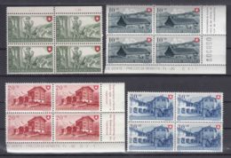 Switzerland 1948 Pro Patria Mi#508-511 Mint Never Hinged Pieces Of Four - Unused Stamps