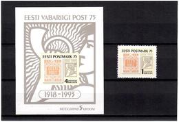 Estonia 1993 . First Estonian Stamp - 75. 1v.+S/S.  Michel # 214+ BL 5 - Estonia