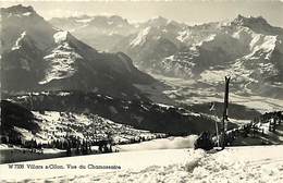 Pays Div- Suisse -ref V498- Villars Sur Ollon - Vue Sur Chamossaire - Plan Skis  - - Villars-les-Moines