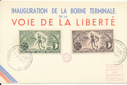 Belgium 5-7-1947 Inauguration De La Borne Terminale Voie De La Liberte 1st Post By Autogyre Helicopter Belgo-Americaine - Luchtpost