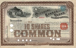 Titre De Bourse Made In USA - MISSOURI - KANSAS - TEXAS - RAILWAY COMPANY - 1906 - Spoorwegen En Trams