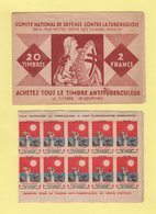 Couverture De Carnet (vide) De 1927 + 10 Timbres - Comite De Defense Contre La Tuberculose - Tuberkulose-Serien