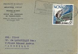 Monaco 1952 " Jeux Olympiques " Sur Carte Postal - Verano 1952: Helsinki