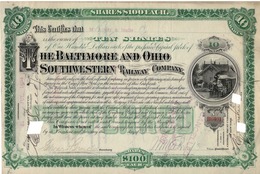 Titre De Bourse Made In USA - THE BALTIMORE AND OHIO SOUTHWESTERN RAILWAY COMPANY - 1894. - Ferrocarril & Tranvías