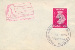 Argentina 1959 Special Cancel On Cover First National Antarctic Exhibition - Eventos Y Conmemoraciones