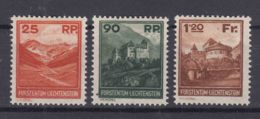 Liechtenstein 1933 Landscapes Mi#119-121 Mint Lightly Hinged - Unused Stamps