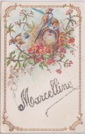 CARTE FANTAISIE AJOUTIS PAILLETTES - PRENOM MARCELLINE - Prénoms