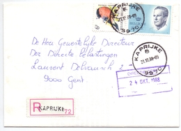 Omslag Enveloppe - Aangetekend Recommandé - Stempel Cachet Kaprijke  - 1988 - Letter Covers