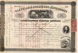 Titre De Bourse Made In USA - CLEVELAND, COLOMBUS,CINCINNATI & ANDIANAPOLIS RAILWAY COMPANY - 1868 -  Annulé - Bahnwesen & Tramways