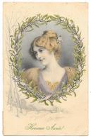 Cpa: ILLUSTRATEUR - WICHERA Heureuse Annèe (Femme En Médaillon) M.M. Vienne 1916 - Wichera