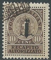 1944 RSI RECAPITO AUTORIZZATO USATO 10 CENT - RB39-2 - Express Mail