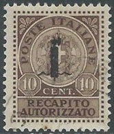 1944 RSI RECAPITO AUTORIZZATO USATO 10 CENT - RB39-5 - Correo Urgente