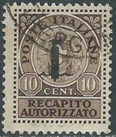 1944 RSI RECAPITO AUTORIZZATO USATO 10 CENT - RB39-9 - Express Mail