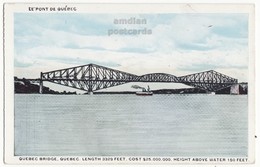 Canada, Pont De Quebec, Quebec City Railway Bridge QC - Antique Unused C1920s Vintage Postcard - Québec - Les Rivières