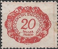 LIECHTENSTEIN 1920 Postage Due - 20h - Red MH - Postage Due