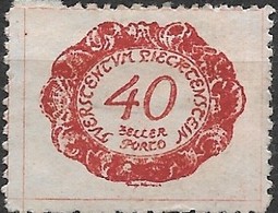 LIECHTENSTEIN 1920 Postage Due - 40h - Red MH - Segnatasse