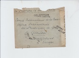 ENVELOPPE  EN FRANCHISE VERS GENEVE CROIX ROUGE - MILANO POSTA ESTERA -  CENSUREE 32  -  1918 - Lettres & Documents