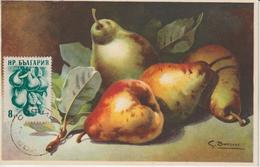 Bulgarie Carte Maximum Fruits 1956 Poires 853 - Storia Postale